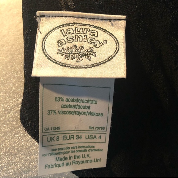 90s Laura Ashley black rose jacquard maxi dress size 4 amazing vtg condition EUC - Picture 7 of 7